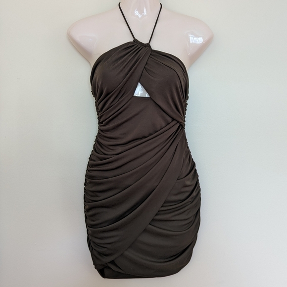 Zara cut-out draped mini dress green xs - Picture 6 of 16